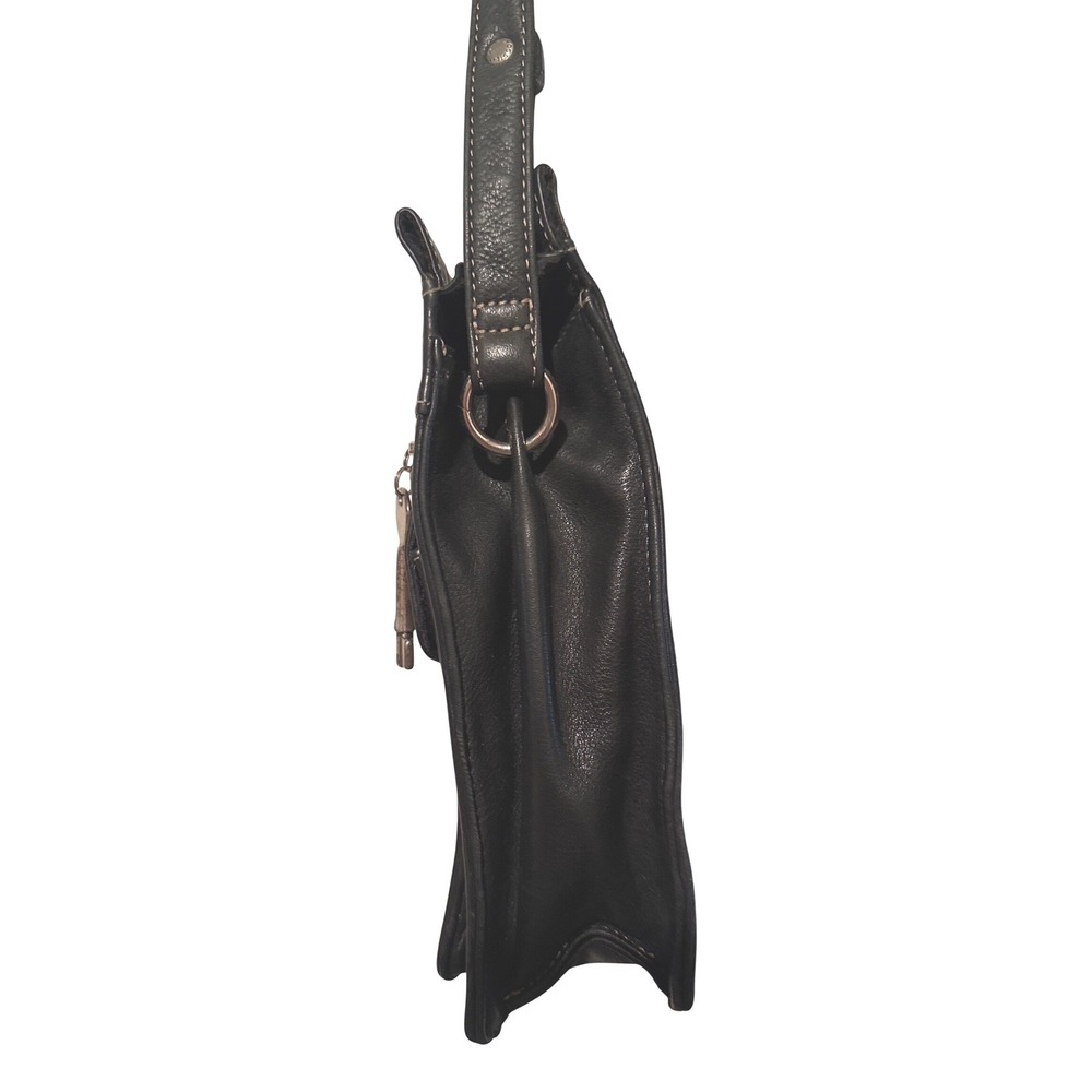 Fossil Black Leather Crossbody Bag Signature Key Charm Organizer 75082 9 x 8 - Picture 11 of 16